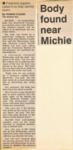 Body Discovered Near Michie