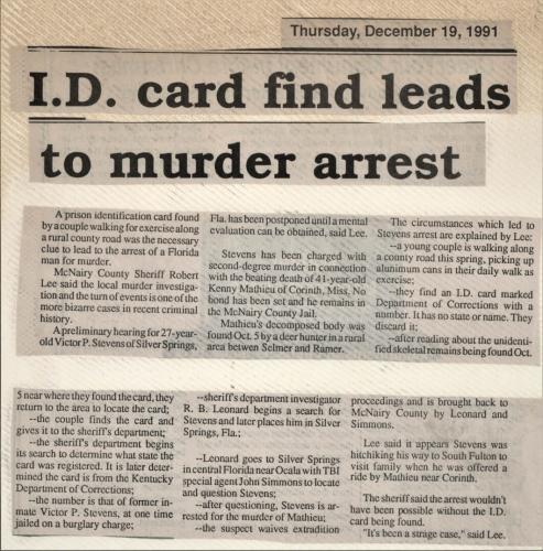 R B Leonard Arrests Victor Stevens in Florida
