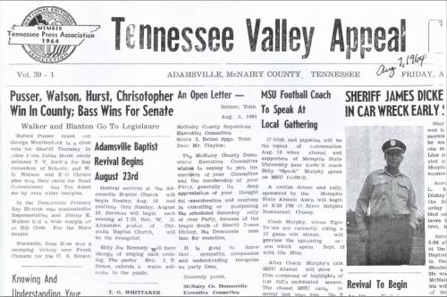 Aug 7 1964 Bufford Wins Sheriff Dickey Dies