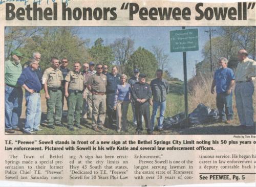 Bethel Springs Honors Ree Wee Sewoll