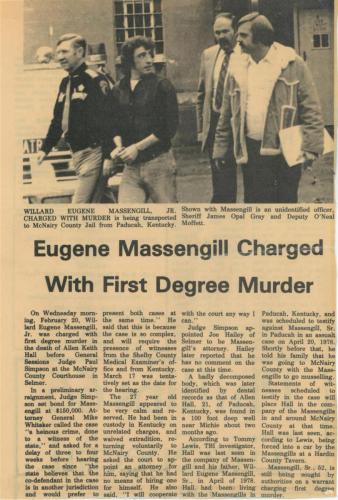 Body from Well 2 Eugene Massengill Charged with Murder of Allen Kieth Hall