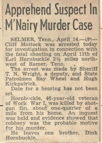 Cliff Mattock Arrested for Murder of Mr Hornbuckle