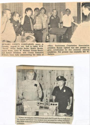 County Constables Bill Rickman and Selmer Police Chief Frank Harris
