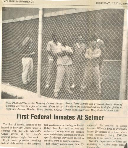 Federal Inmates Housed at Justice Center Complex