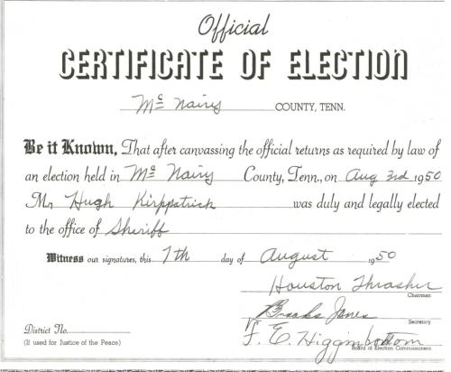 Hugh Kirkpatrick 1950 Election
