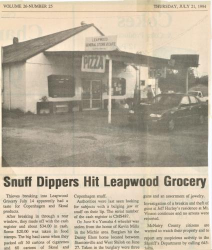 Leapwood Grocery Robbed