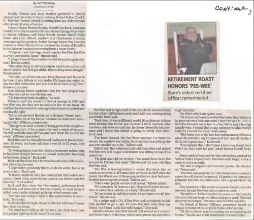 Pee Wee Sewoll Longest Serving TN Law Enforcement Officer