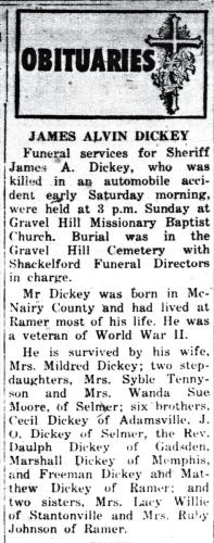 Sheriff Dickey Obituary