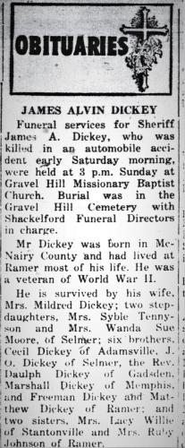 Sheriff James Dickey Obituary