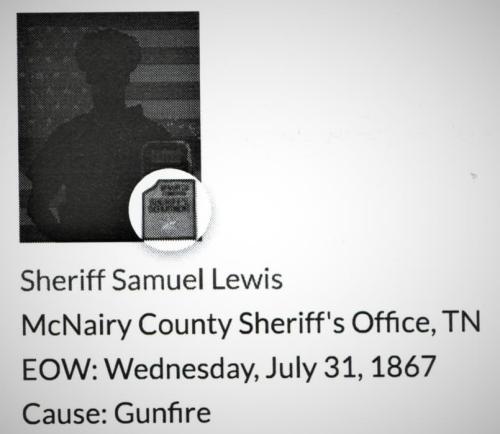 Sheriff Samuel Lewis Second Line of Duty Death McNairy Sheriff Dept