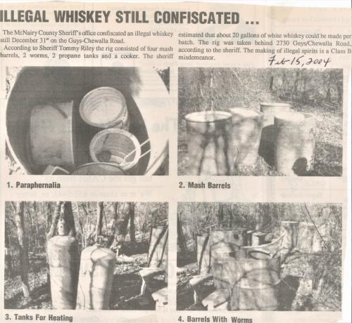 Whiskey Still Confiscated Feb 2004 by Sheriff Tommy Riley