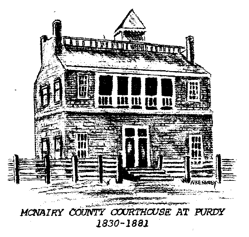 McNairy County Courthouse at Purdy. Sketch by Nancy Kennedy